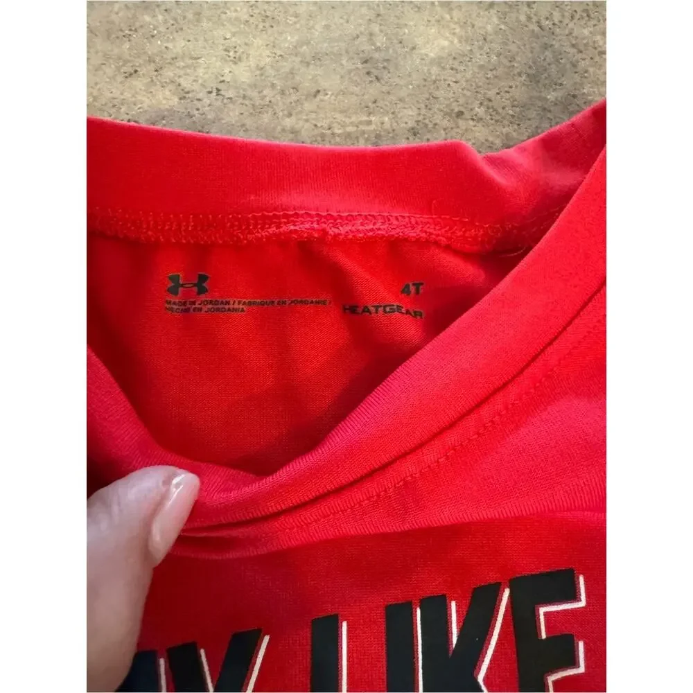 Under Armour Red 'Play Like A Boss' Sleeveless Tee Boy Size 4T Activewear